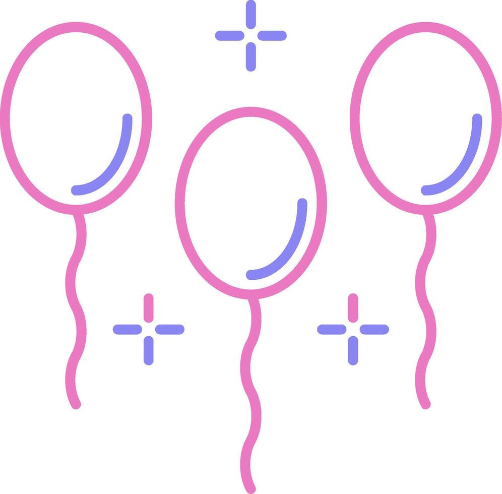 Luftballons linear zwei Farbe Symbol vektor