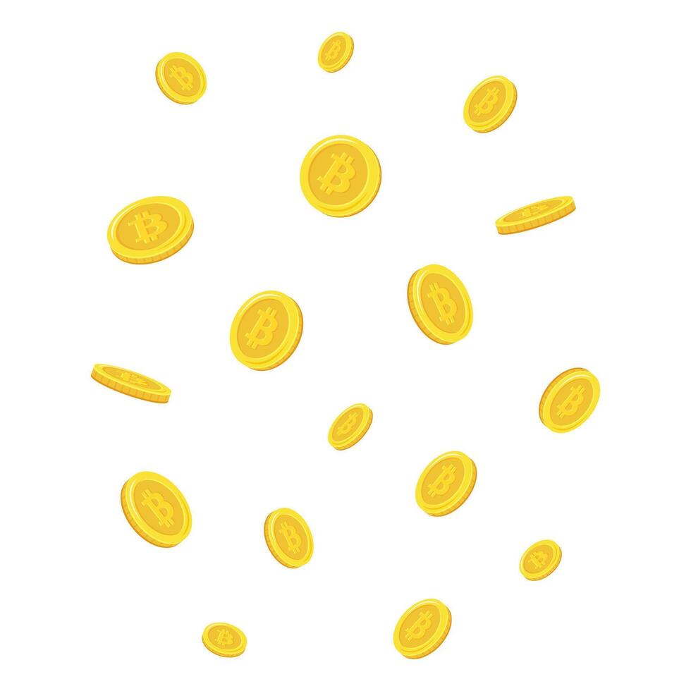 Bitcoin. fallen Münzen, fallen Geld, fliegend Gold Münzen. vektor