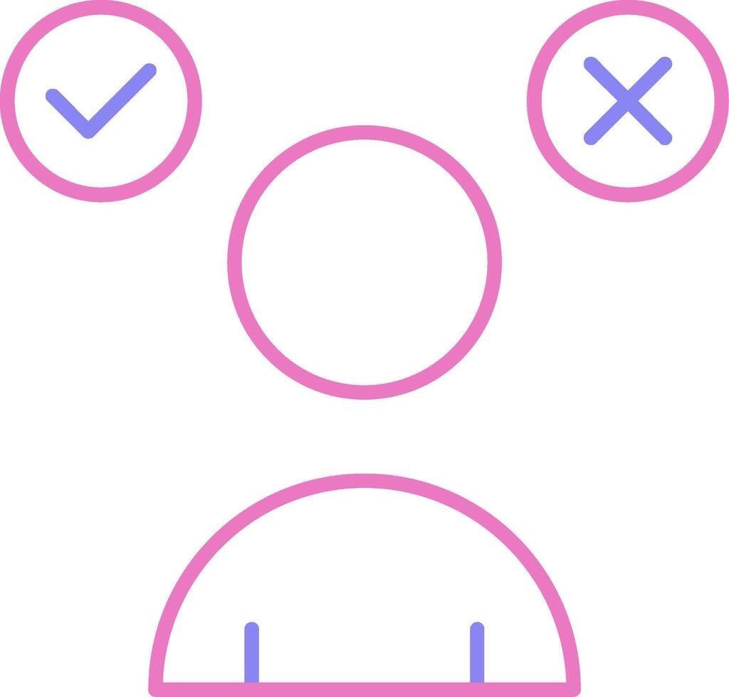 beslut framställning linjär två Färg ikon vektor