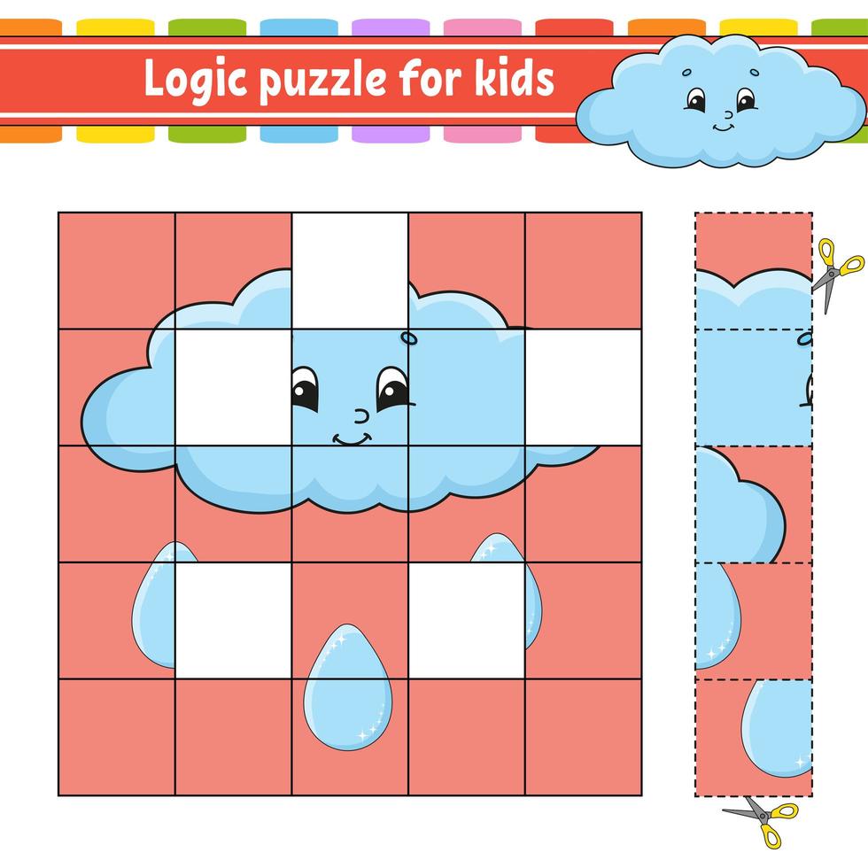 Logik-Puzzle für Kinder. Arbeitsblatt zur Entwicklung von Bildung. Lernspiel für Kinder. Aktivitätsseite. einfache flache isolierte Vektorillustration im niedlichen Karikaturstil. vektor