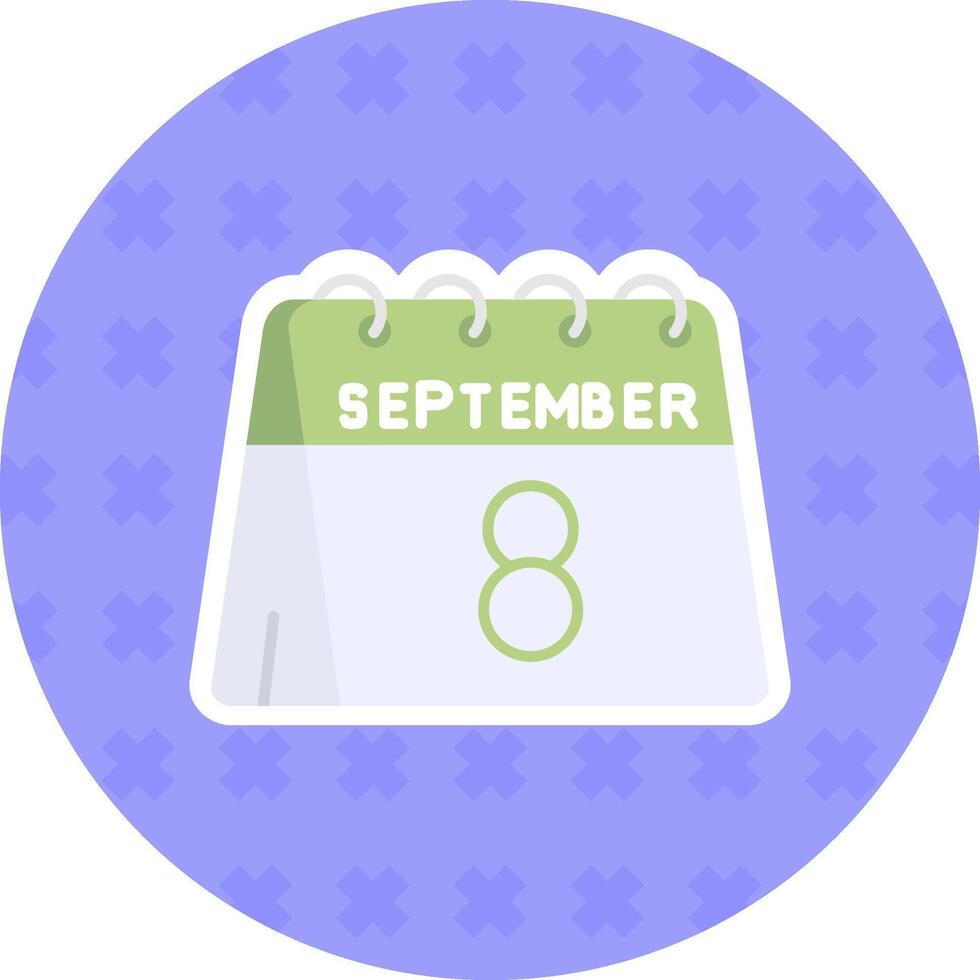 8:e av september platt klistermärke ikon vektor