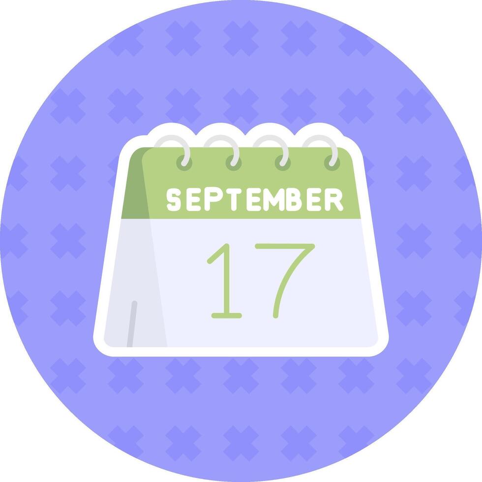 17:e av september platt klistermärke ikon vektor