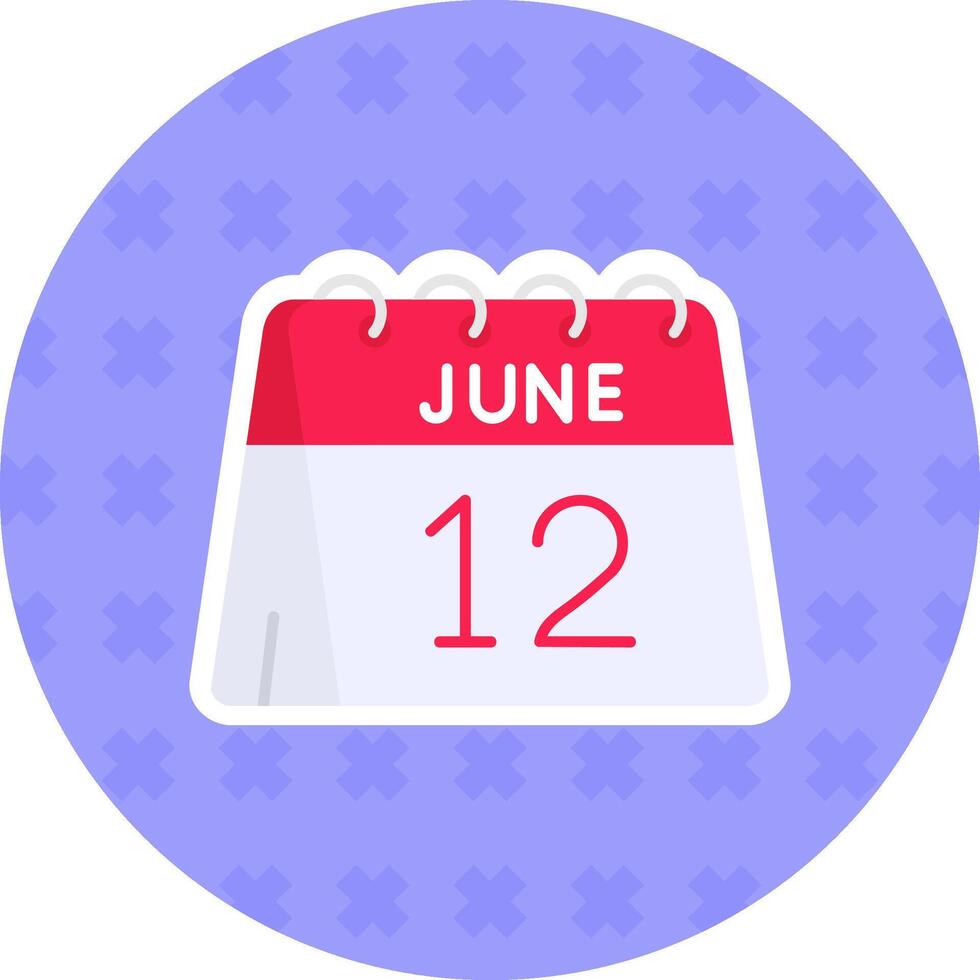 12th av juni platt klistermärke ikon vektor