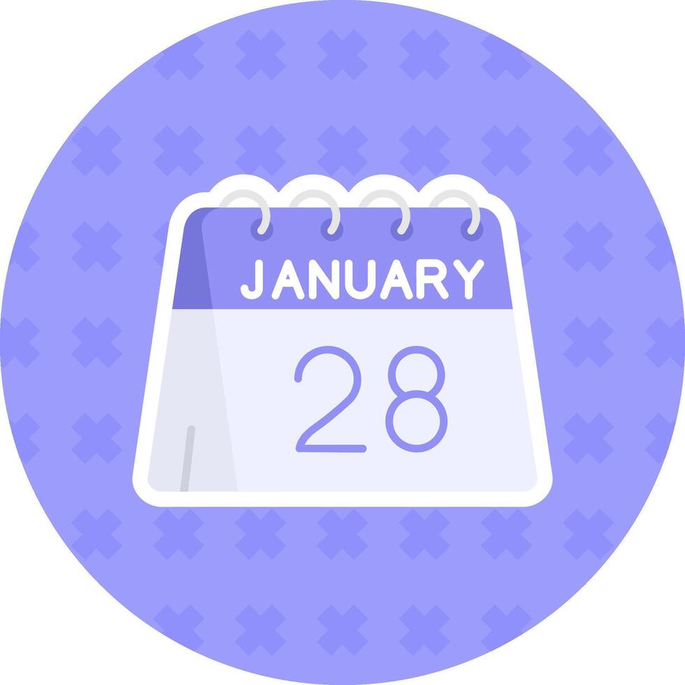 28: e av januari platt klistermärke ikon vektor