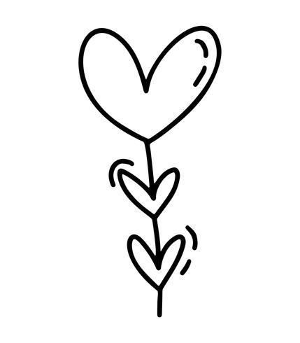 Monoline söt garland med hjärtan. Vektor Valentinsdag Hand Drawn ikon. Holiday sketch doodle Designelement valentin. kärleksdekoration för webben, bröllop och tryck. Isolerad illustration