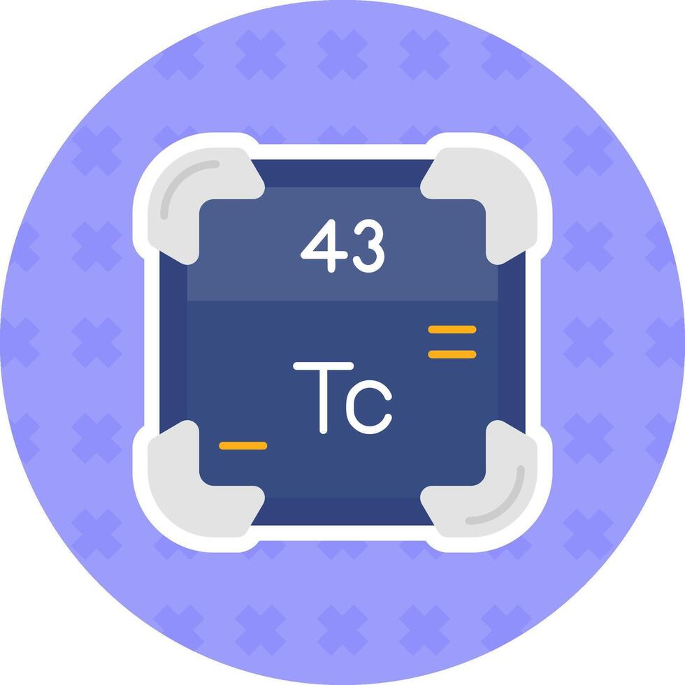 teknetium platt klistermärke ikon vektor