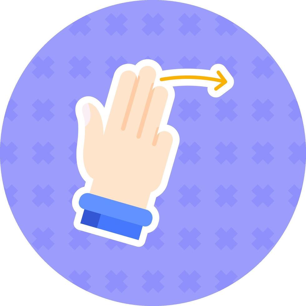 tre fingrar rätt platt klistermärke ikon vektor