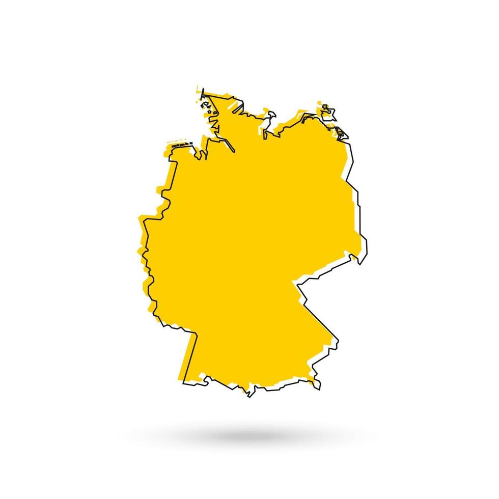 Vektor-Illustration der gelben Karte von Deutschland auf weißem Hintergrund vektor