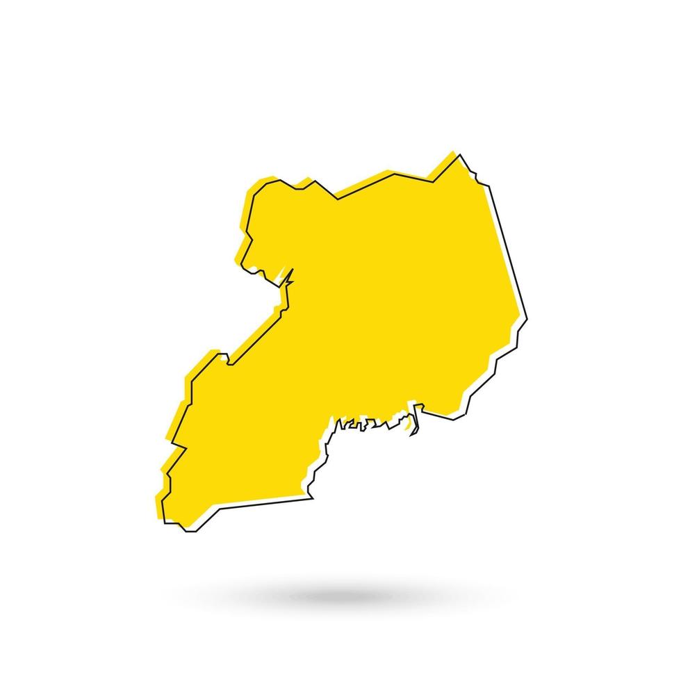 Vektor-Illustration der gelben Karte von Uganda auf weißem Hintergrund vektor