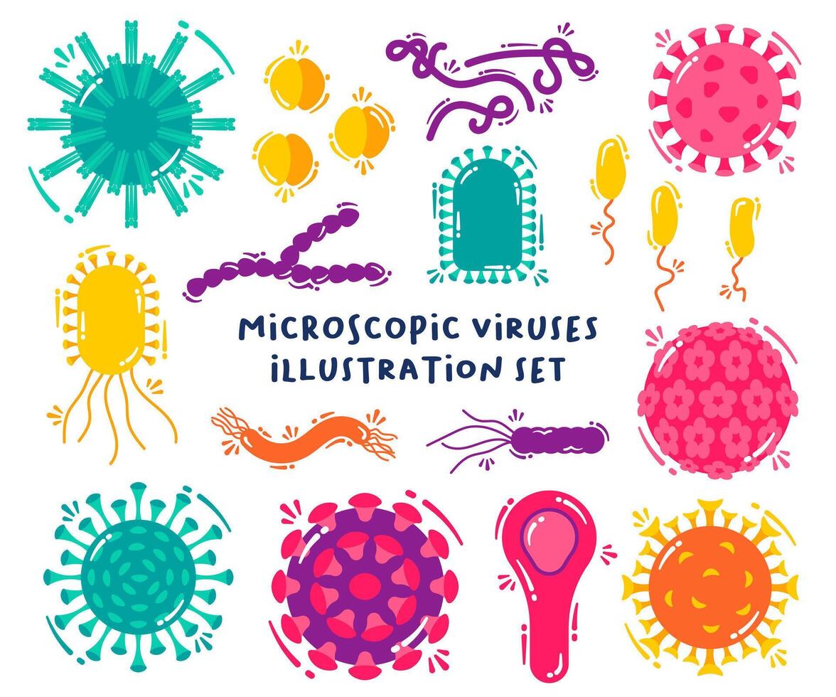 uppsättning av mikroskopisk virus illustration vektor