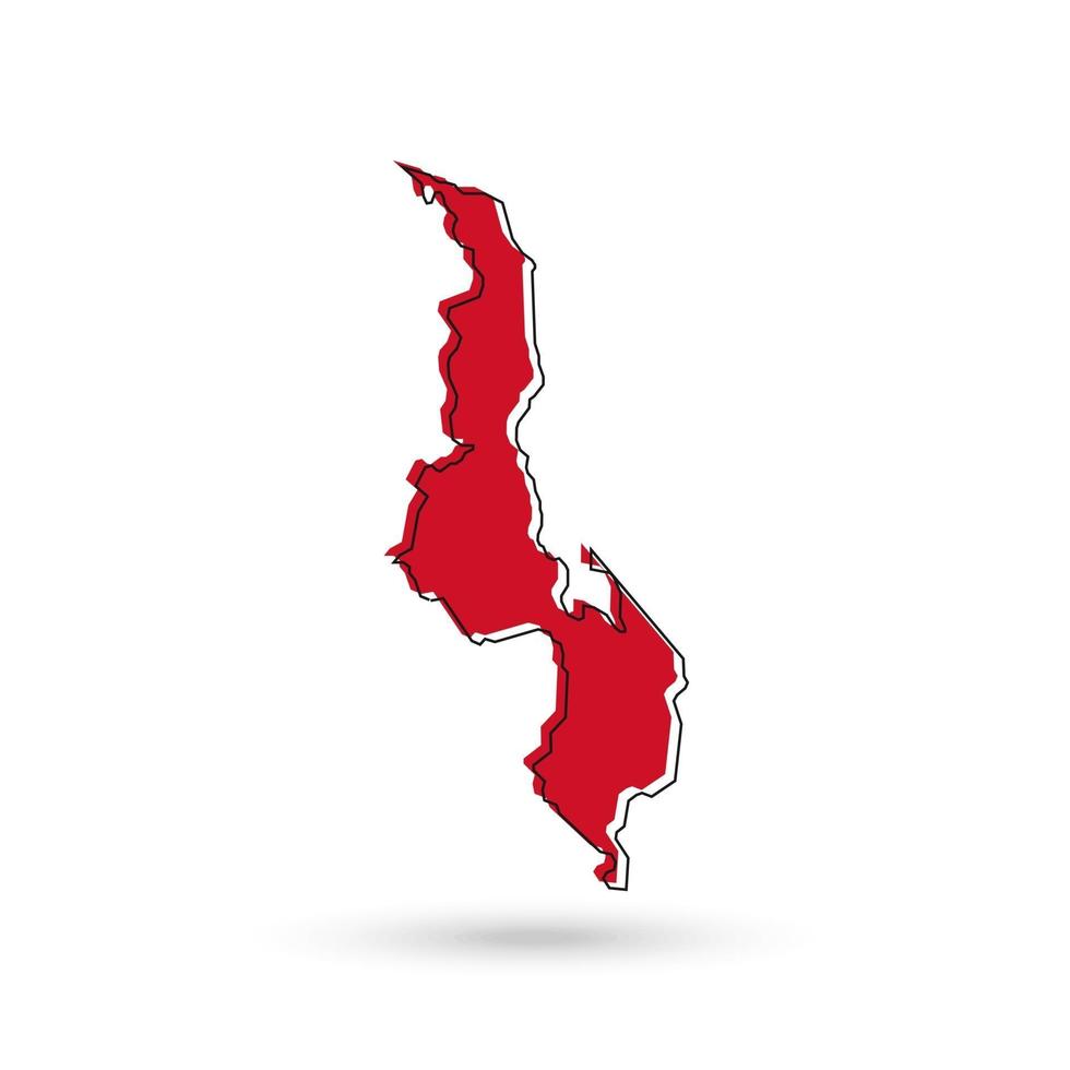 Vektor-Illustration der roten Karte von Malawi auf weißem Hintergrund vektor