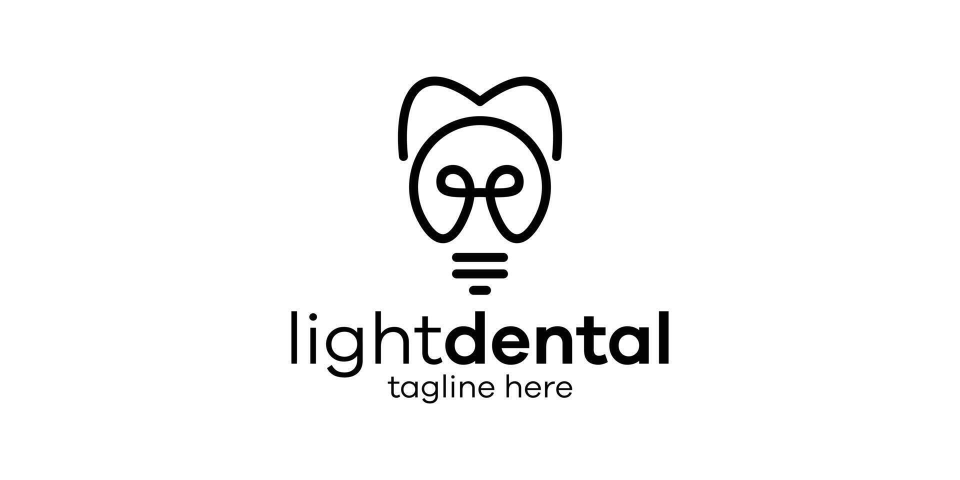 logotyp design kombinerande de form av en lampa med tänder, minimalistisk linje logotyp design. vektor