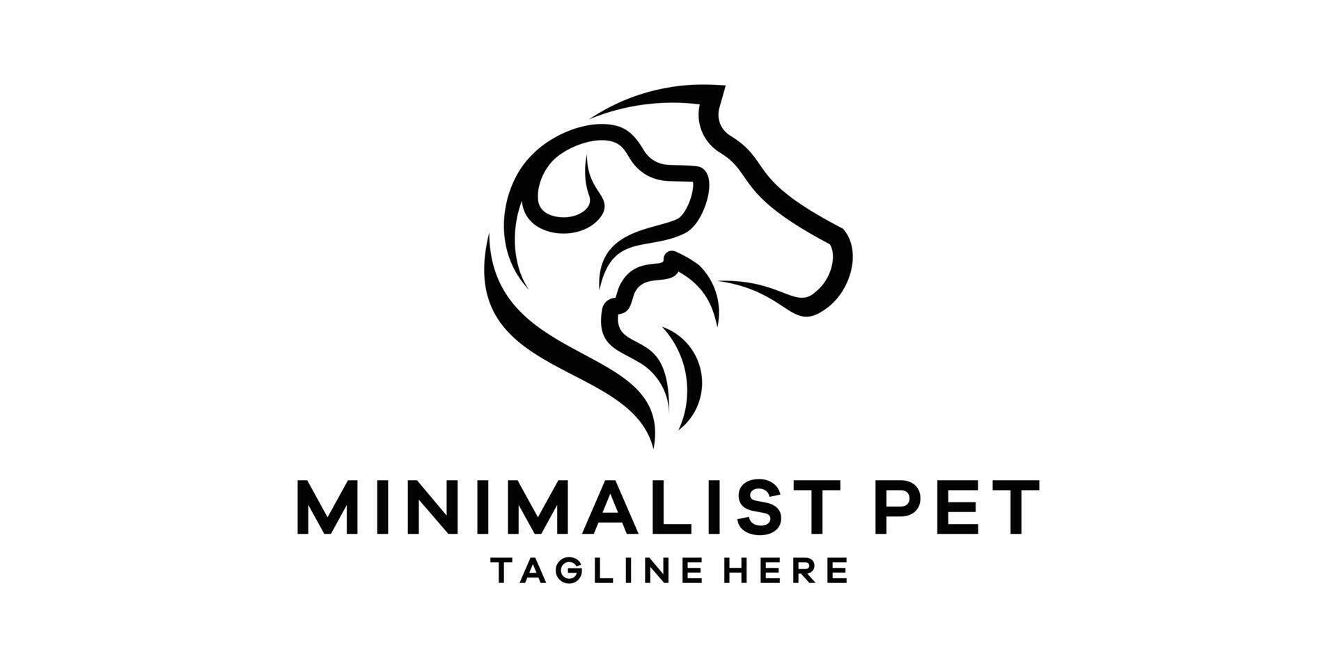 Haustier Pflege Logo Design, minimalistisch Haustier, Kopf Logo, Tier Symbol Logo Design. vektor