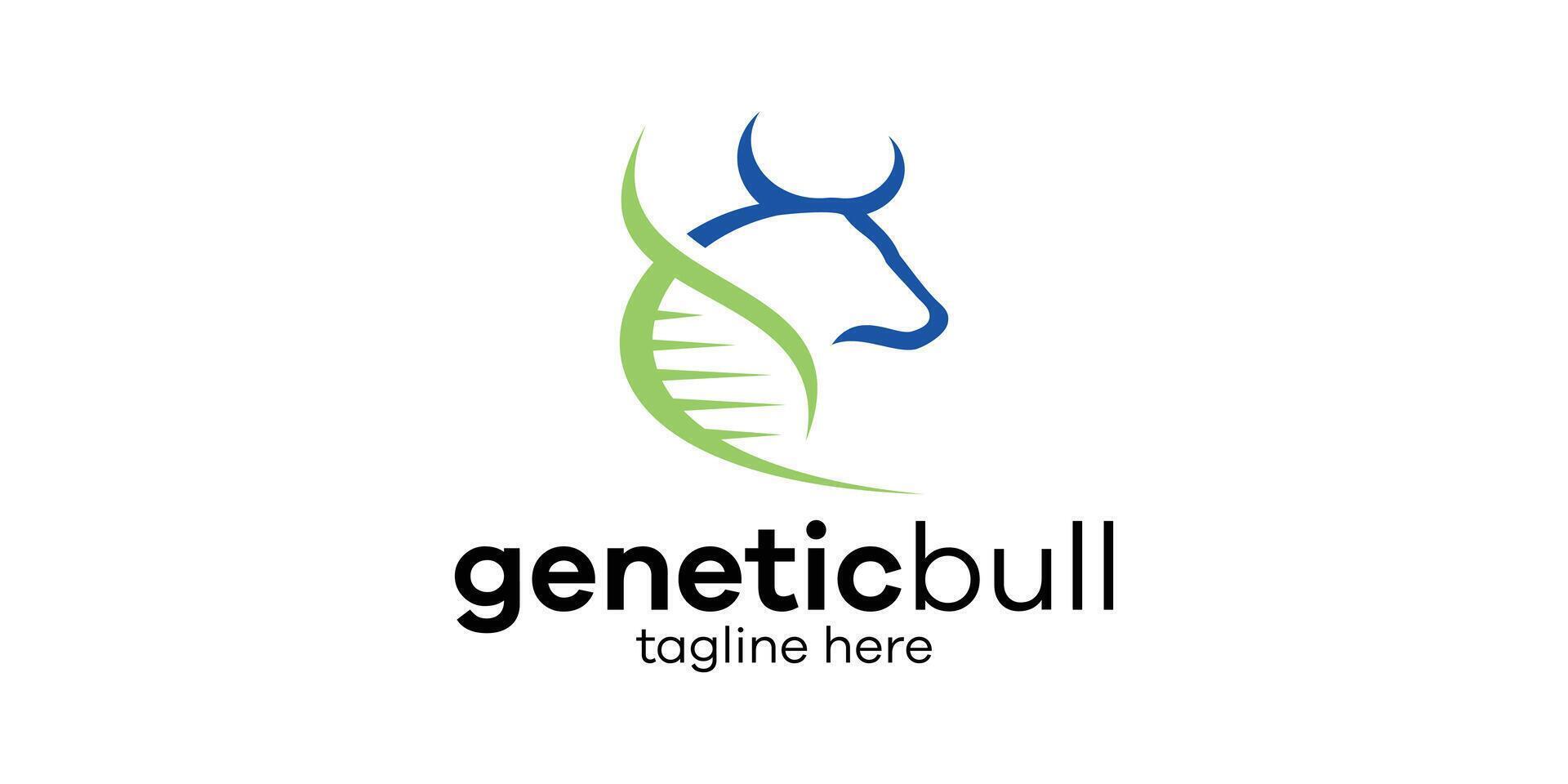 Logo Design kombinieren das gestalten von ein Stier mit ein genetisch Symbol. vektor