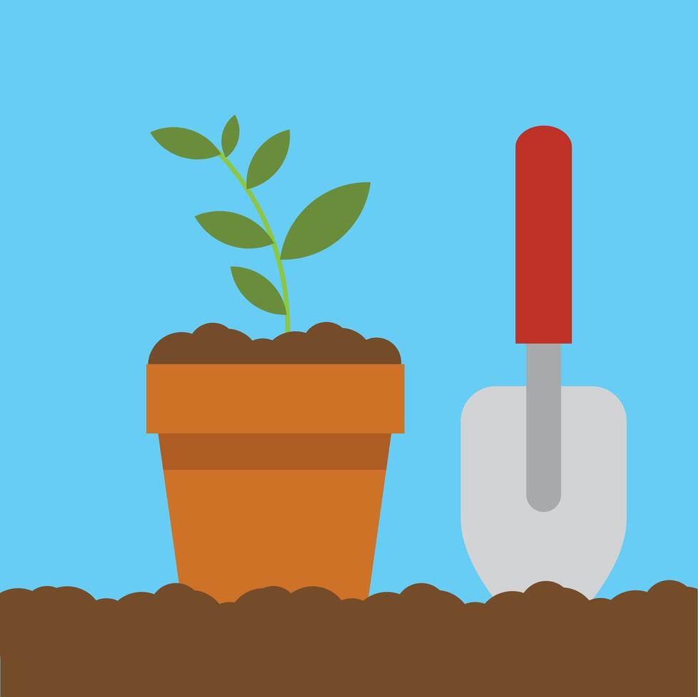 plantering blomma i pott. trädgårdsarbete vektor illustration