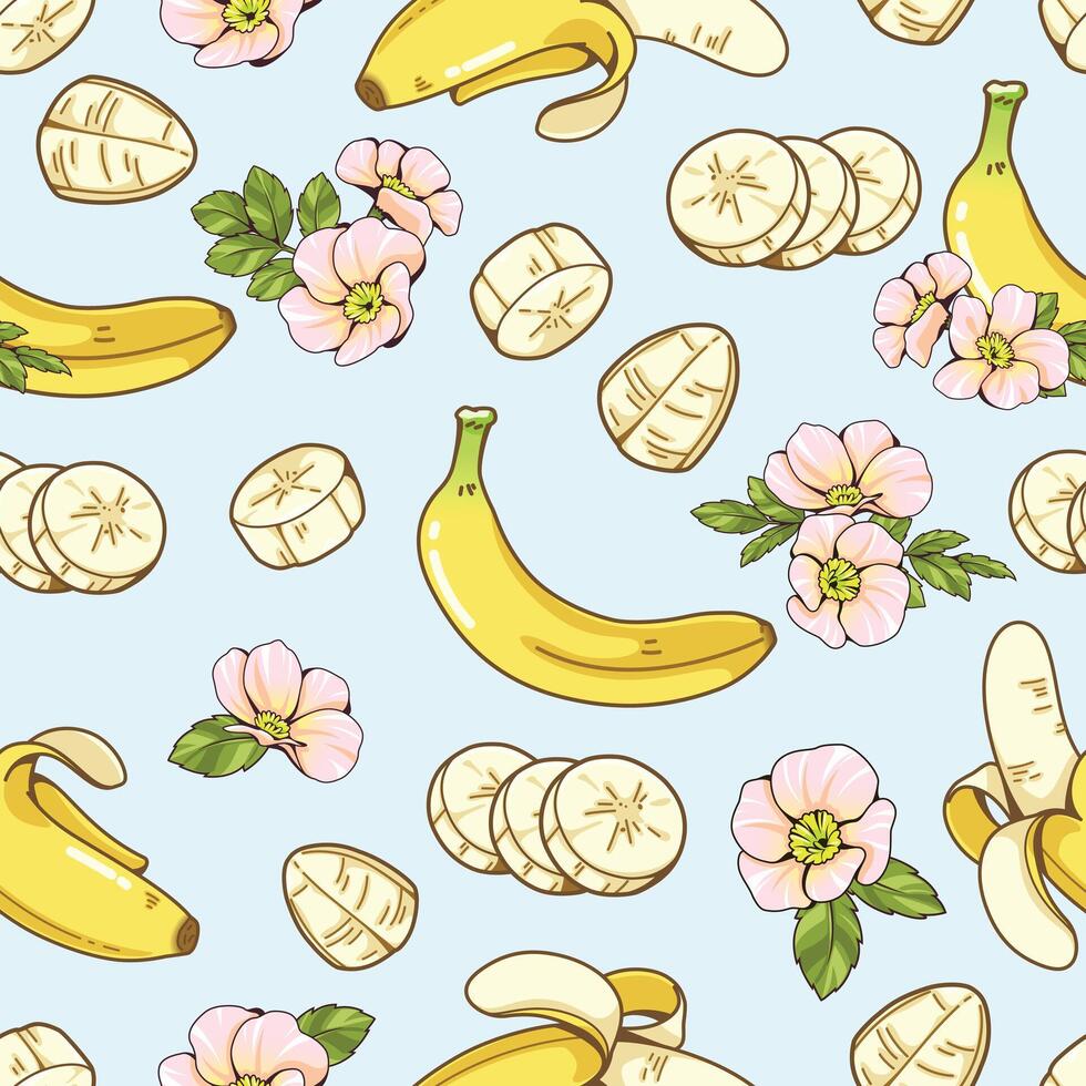 nahtlos Muster Banane und Blume vektor