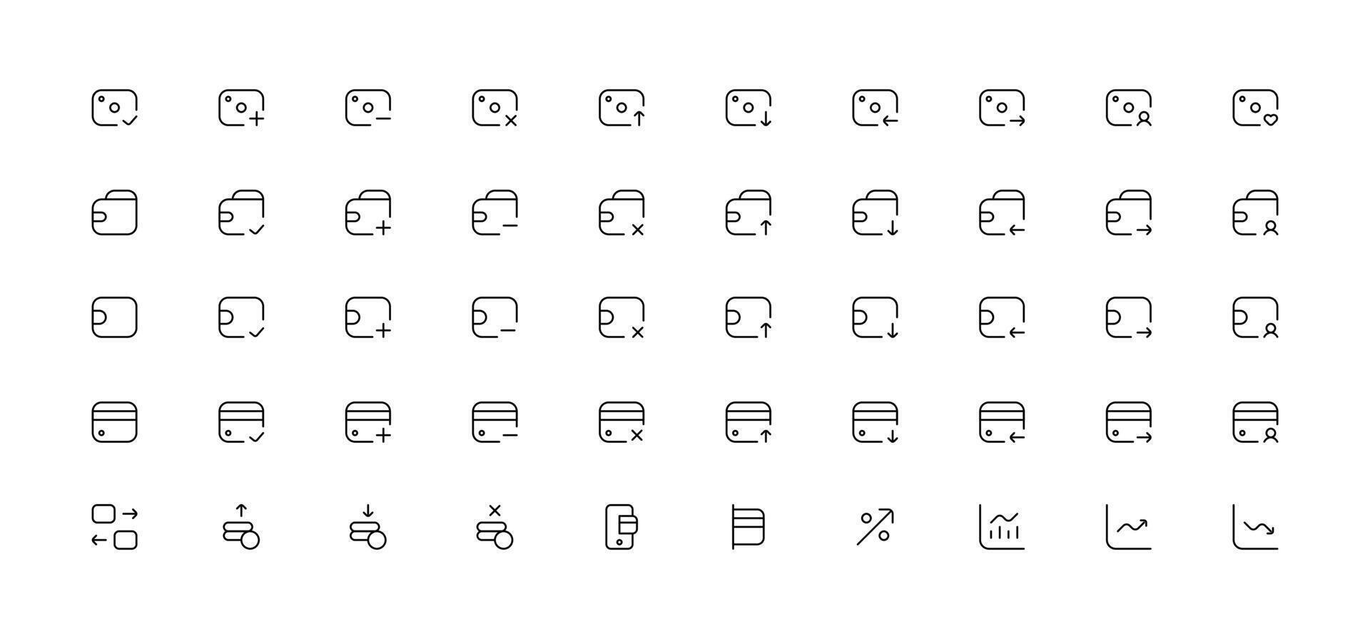 uppsättning av ikoner relaterad till finansiera och betalning. linjär ikon samling. redigerbar stroke. vektor illustration