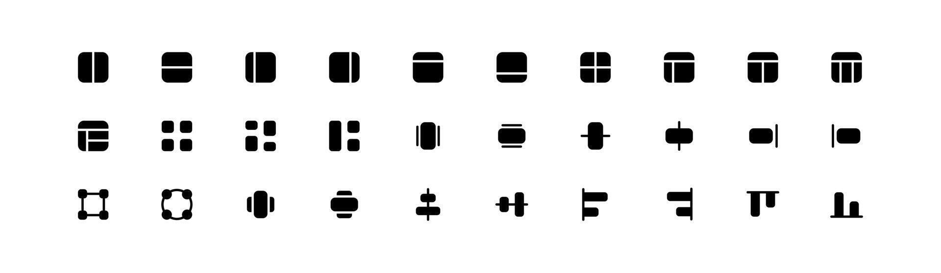 Ausrichtung Symbole Sammlung. ausrichten Symbole Satz. einstellen von schwarz Bearbeitung und Formatierung Symbole. anders Werkzeuge zum Design. ausrichten Zeichen und Symbole Satz. vektor