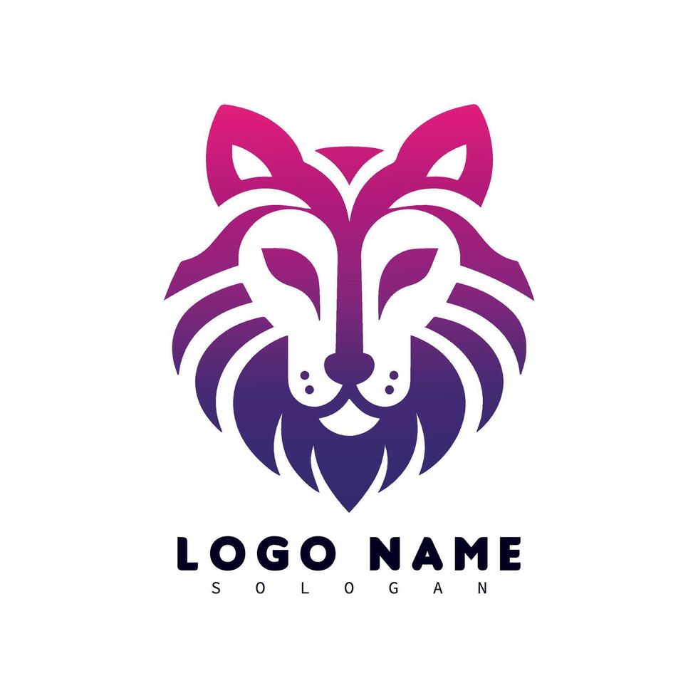 minimalistisch Löwe oder Fuchs Gesicht Logo vektor