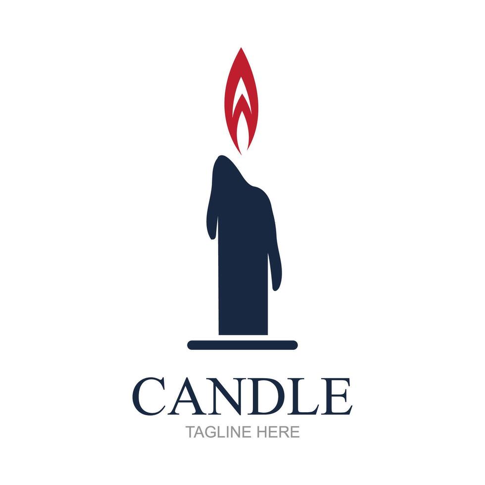Kerze Flamme Logo im ein Rahmen, hell Feuer gestalten Vektor Illustration