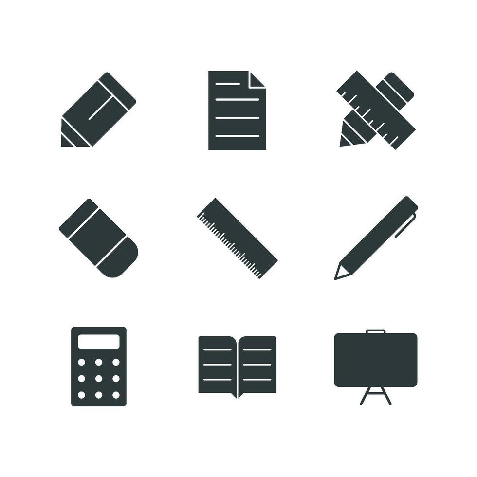 Schreibwaren Symbol einstellen Vektor Design Vorlagen einfach und modern Konzept