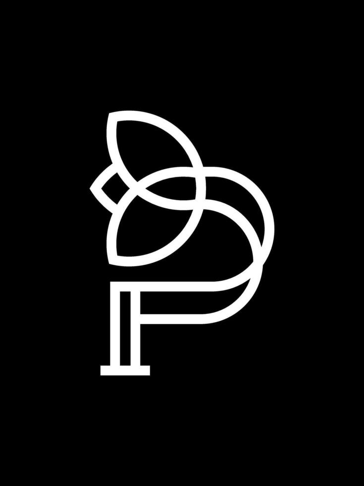 p kombination blomma monogram logotyp vektor