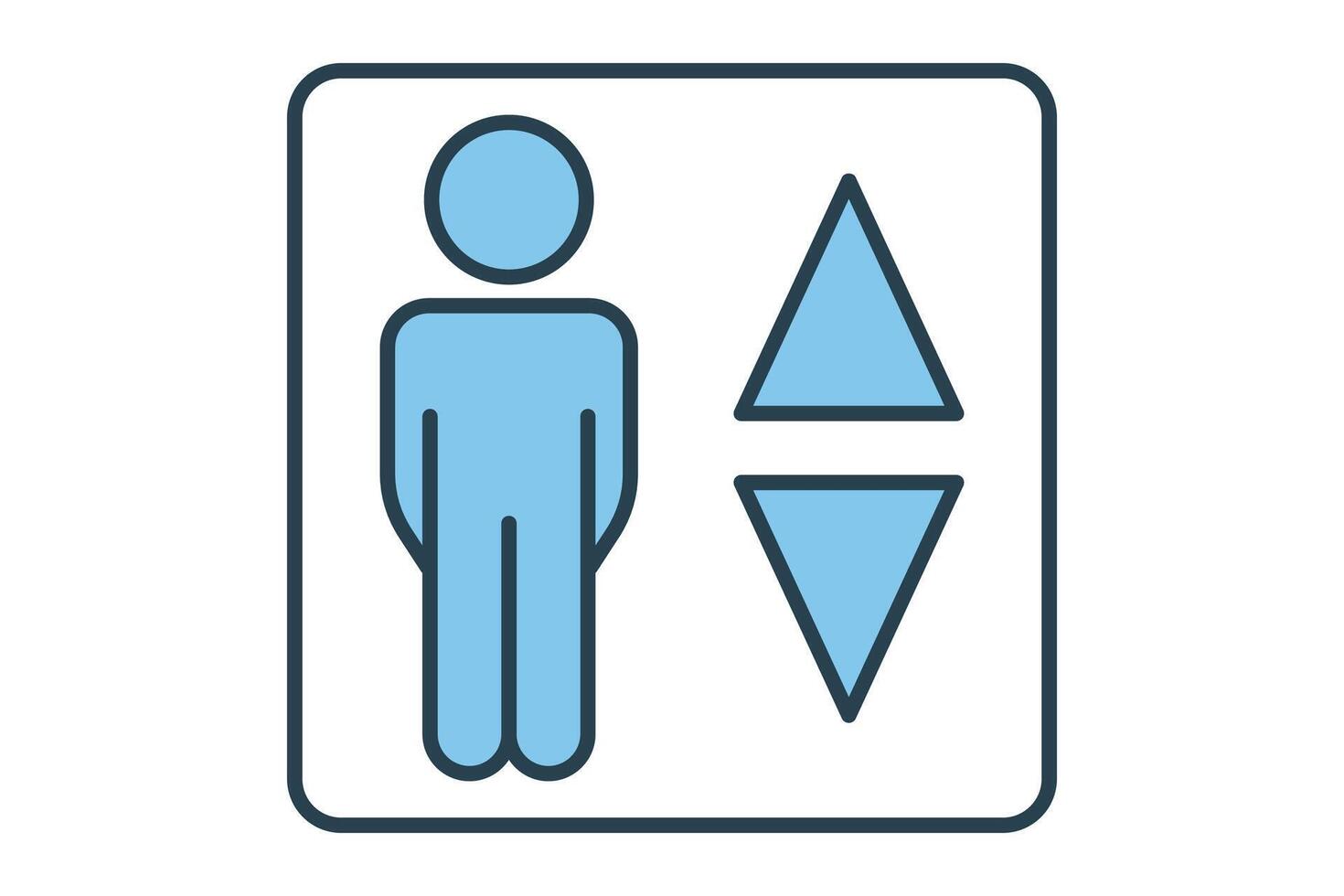 Aufzug Symbol. Symbol verbunden zu Innen- Navigation im Öffentlichkeit Räume. eben Linie Symbol Stil. Element Illustration vektor