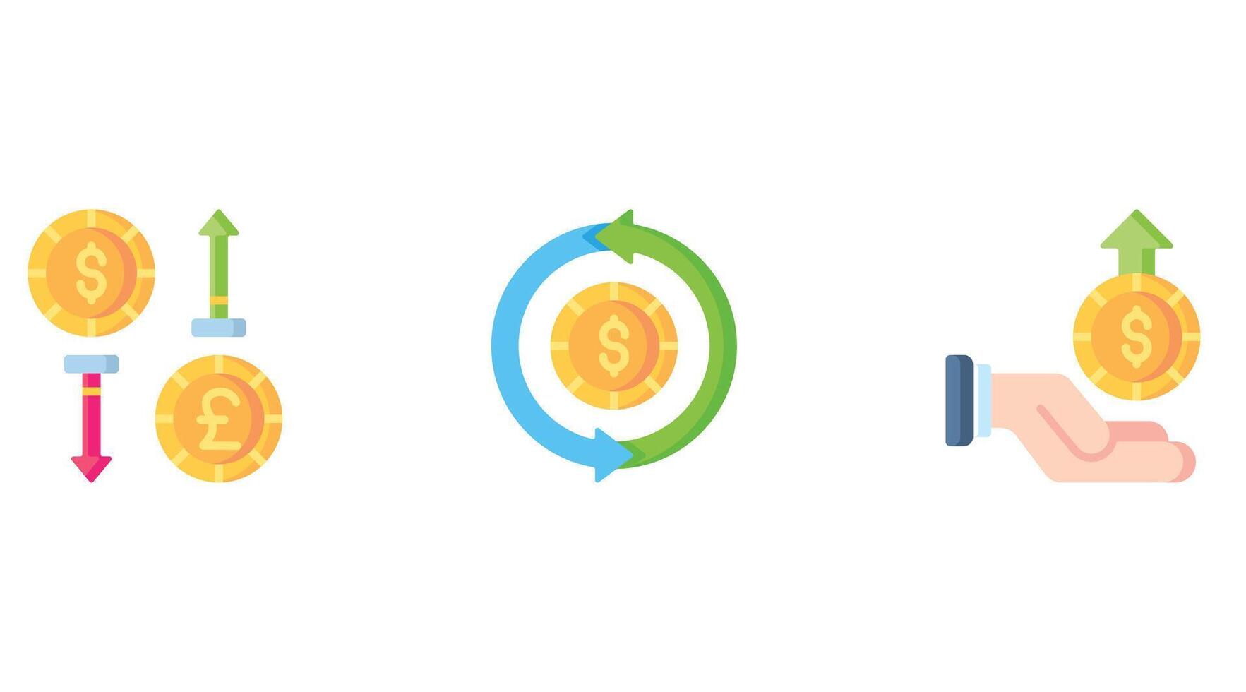 valuta och mynt vektor ikoner uppsättning för företag och finansiera