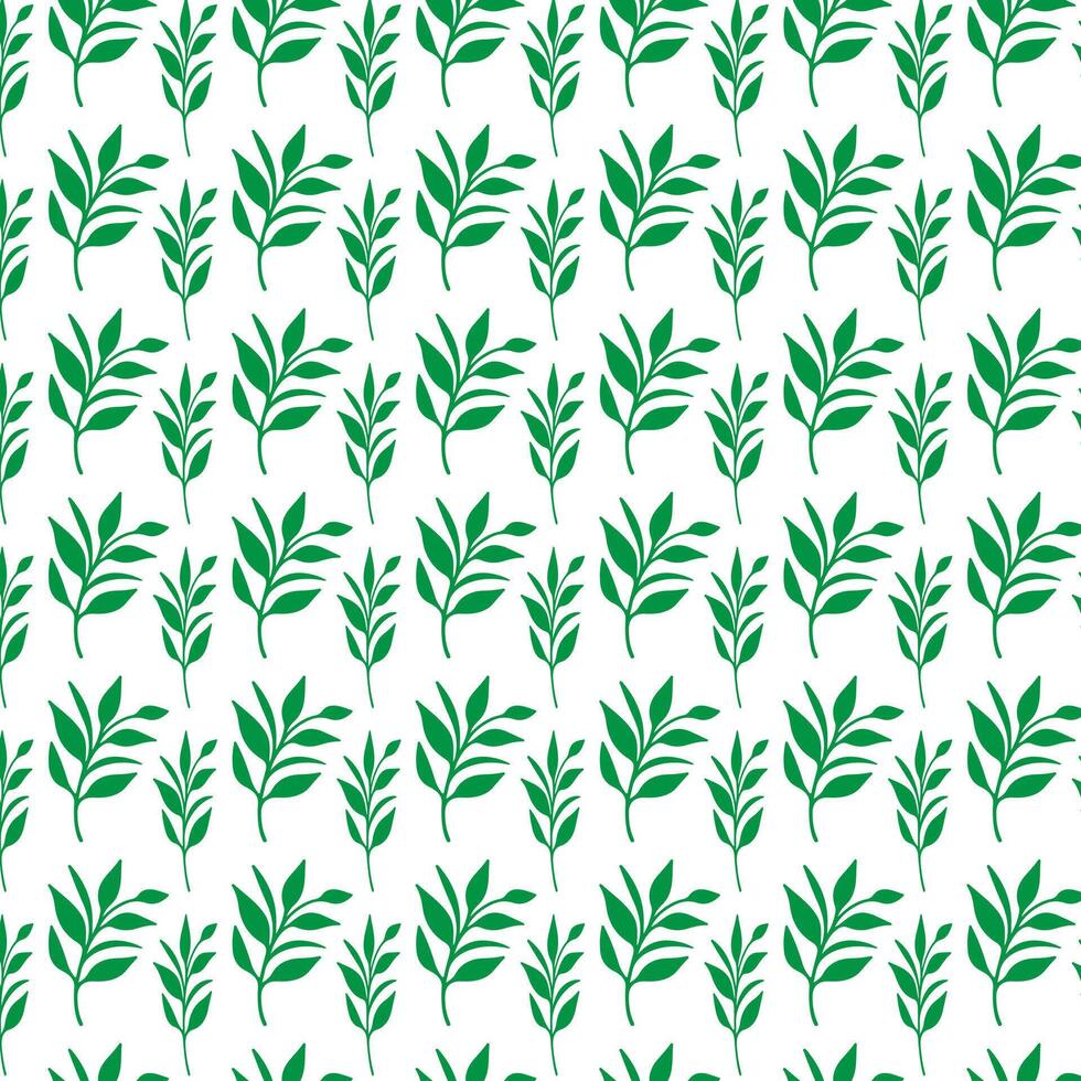 Hand zeichnen Blumen- nahtlos Muster von Grün Blätter Frühling blühen Vektor Design auf ein Weiß Hintergrund