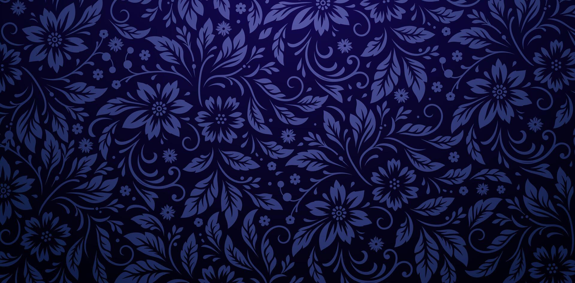 blommig mönster med blå blommor daisy på en mörk blå bakgrunder för textil- tapet, böcker täcker, digital gränssnitt, grafik design mallar material kort inbjudningar, banderoller, posters vektor