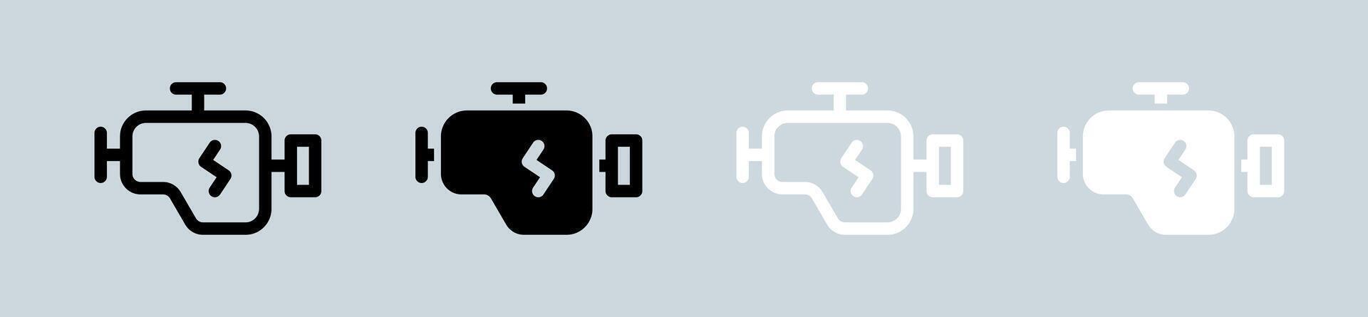 Motor Symbol einstellen im schwarz und Weiß. Maschine Zeichen Vektor Illustration.