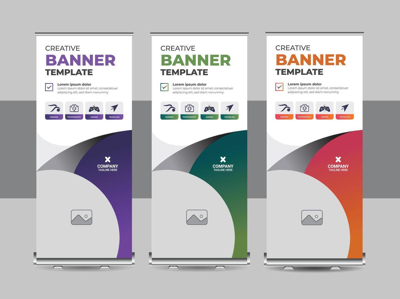 rollen oben Banner Design Vorlage oder modern Aufsteller, Flagge Banner, ziehen oben Design zum drucken Medien. Geschäft rollen oben Satz. standee Design. Banner Vorlage vektor