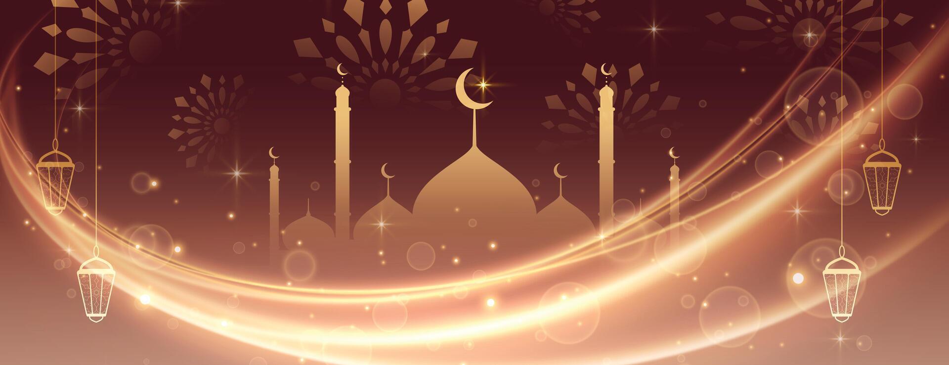 eid Mubarak schön Beleuchtung Banner Design vektor