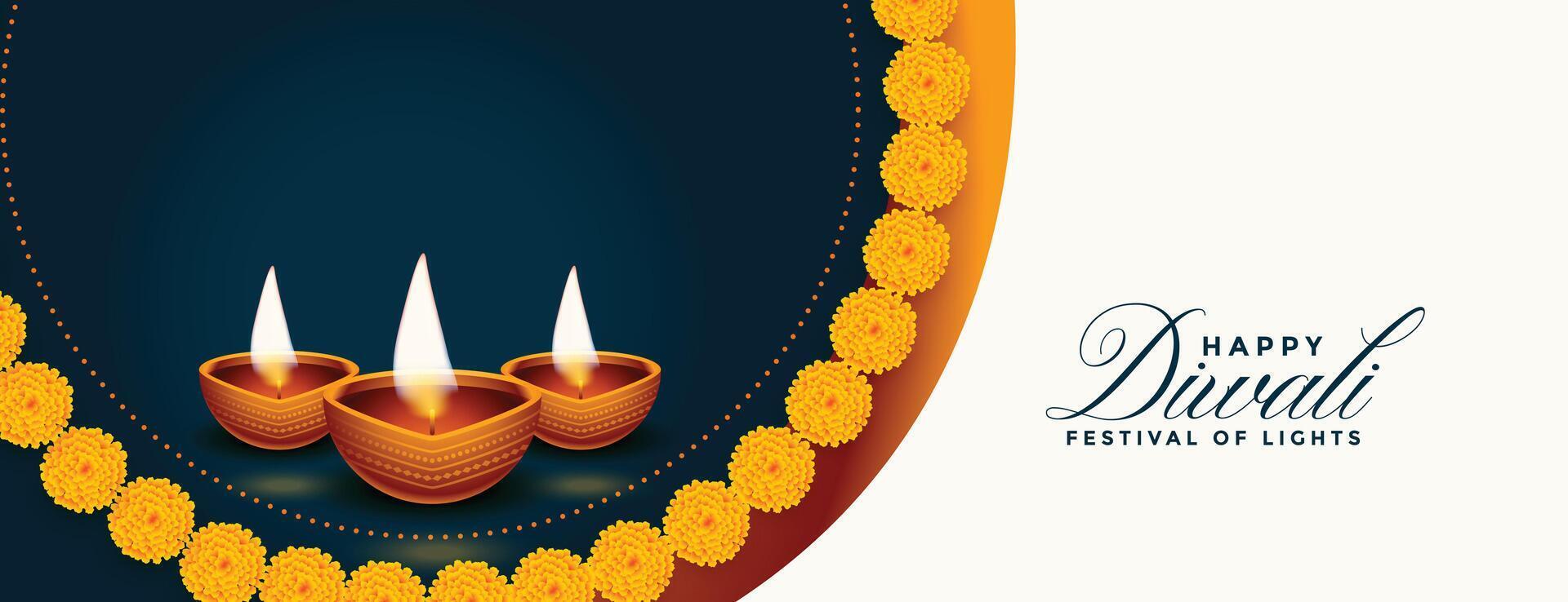 traditionell Hindu Diwali Festival Banner Design vektor