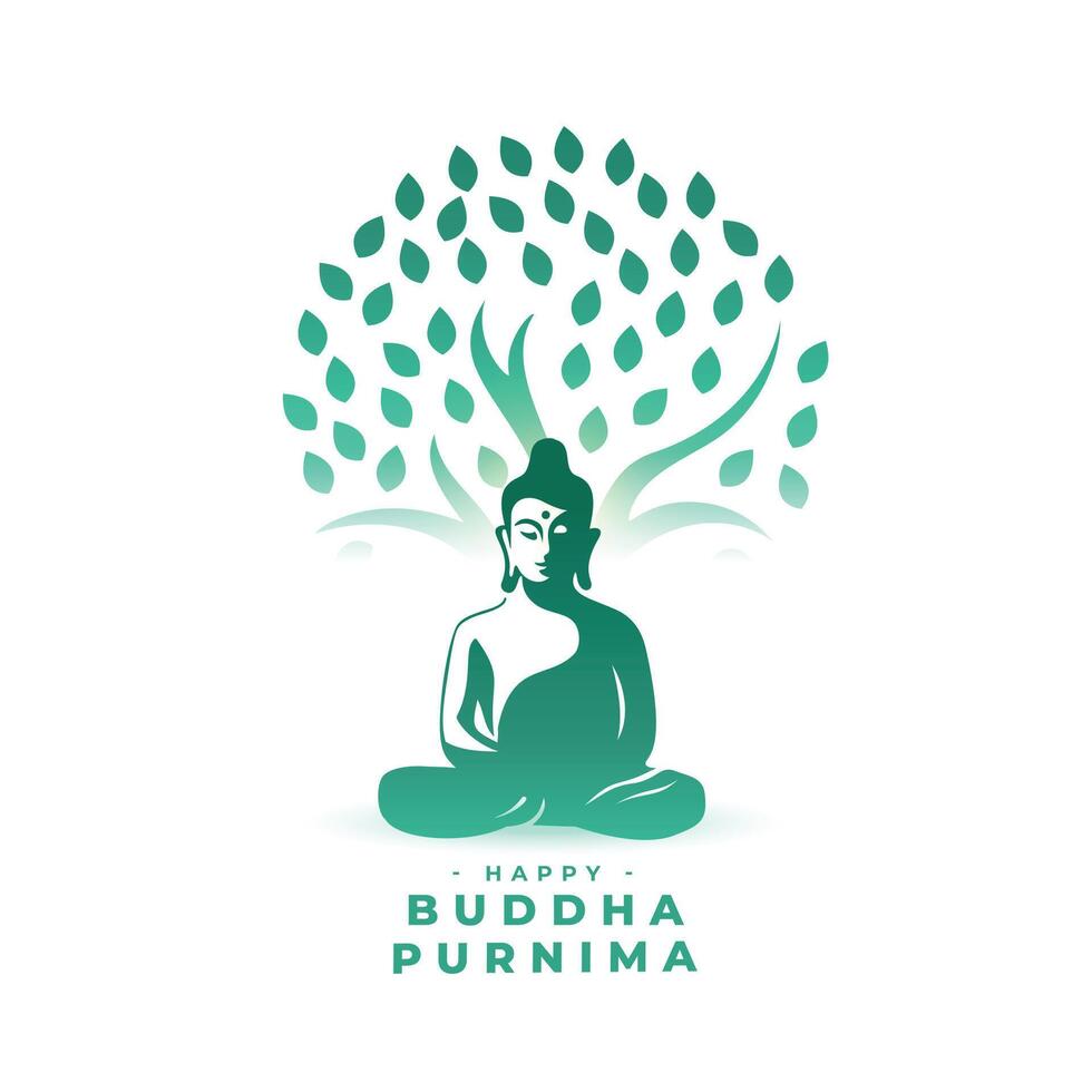 hängiven buddha purnima bakgrund en munk under träd vektor