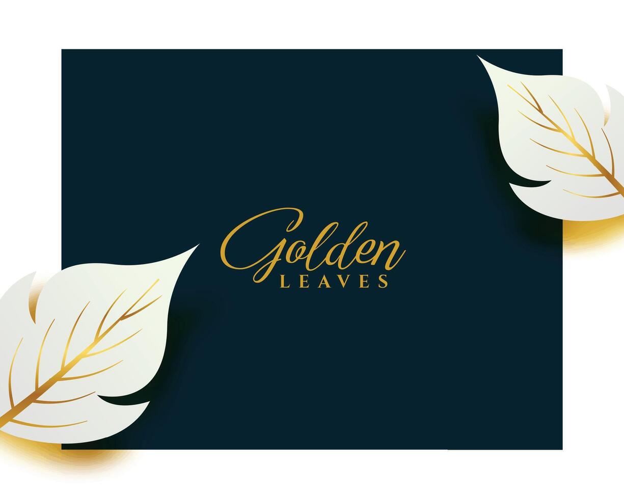 Prämie golden Blätter mit glänzend bewirken Gruß Design vektor