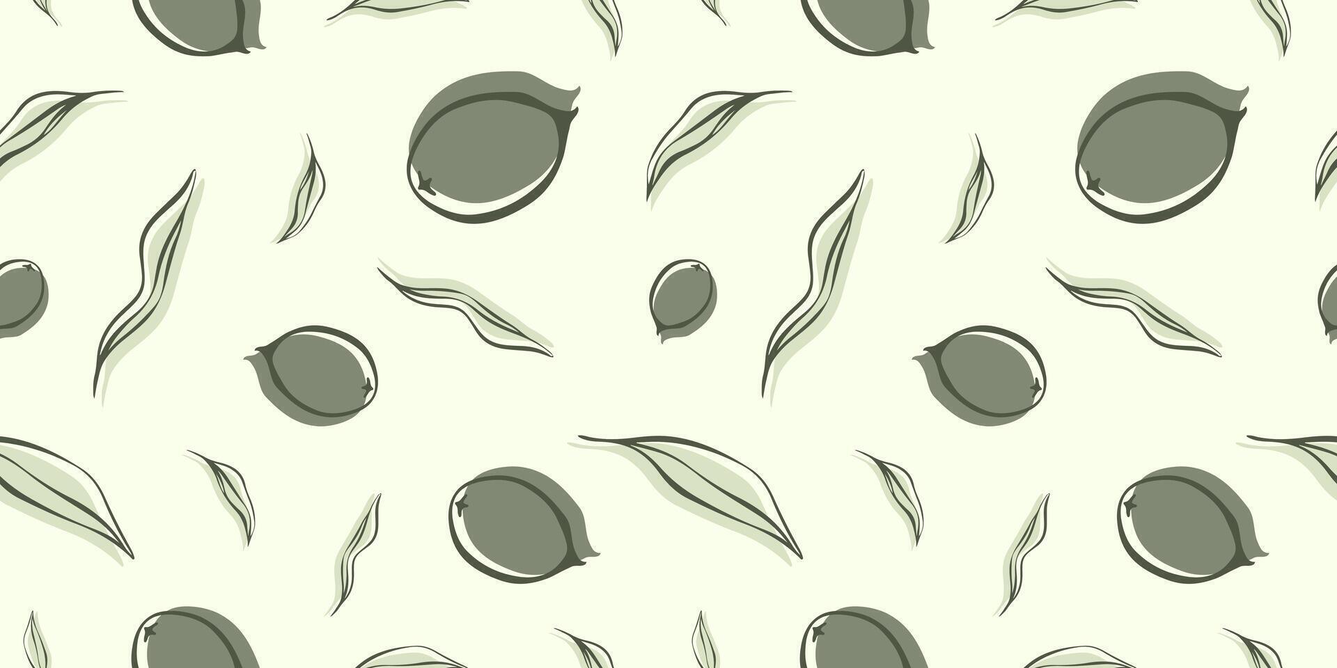 sömlös mönster med oliv gren i modern minimal liner stil. vektor blommig bakgrunder för bröllop inbjudningar, hälsning kort, skriva ut på tyg, tapeter, scrapbooking, gåva slå in och Mer