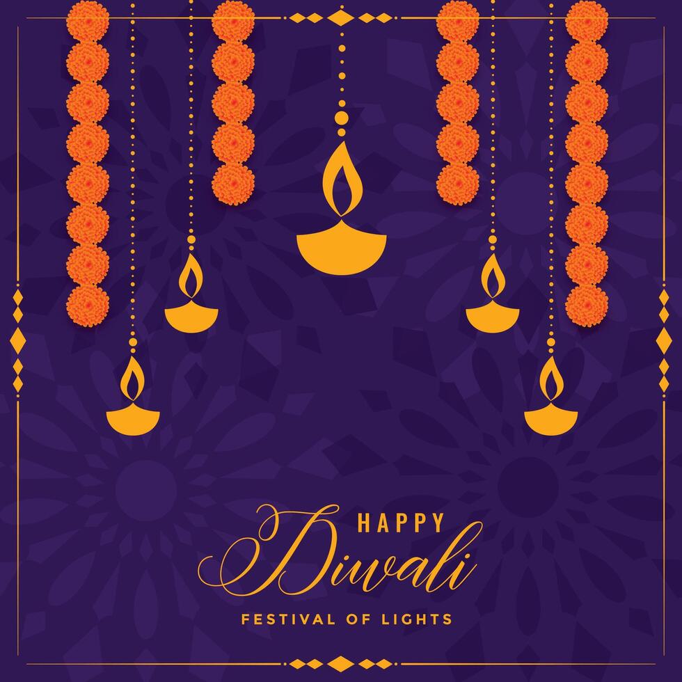 traditionell Lycklig diwali festival lyckönskningar kort design vektor