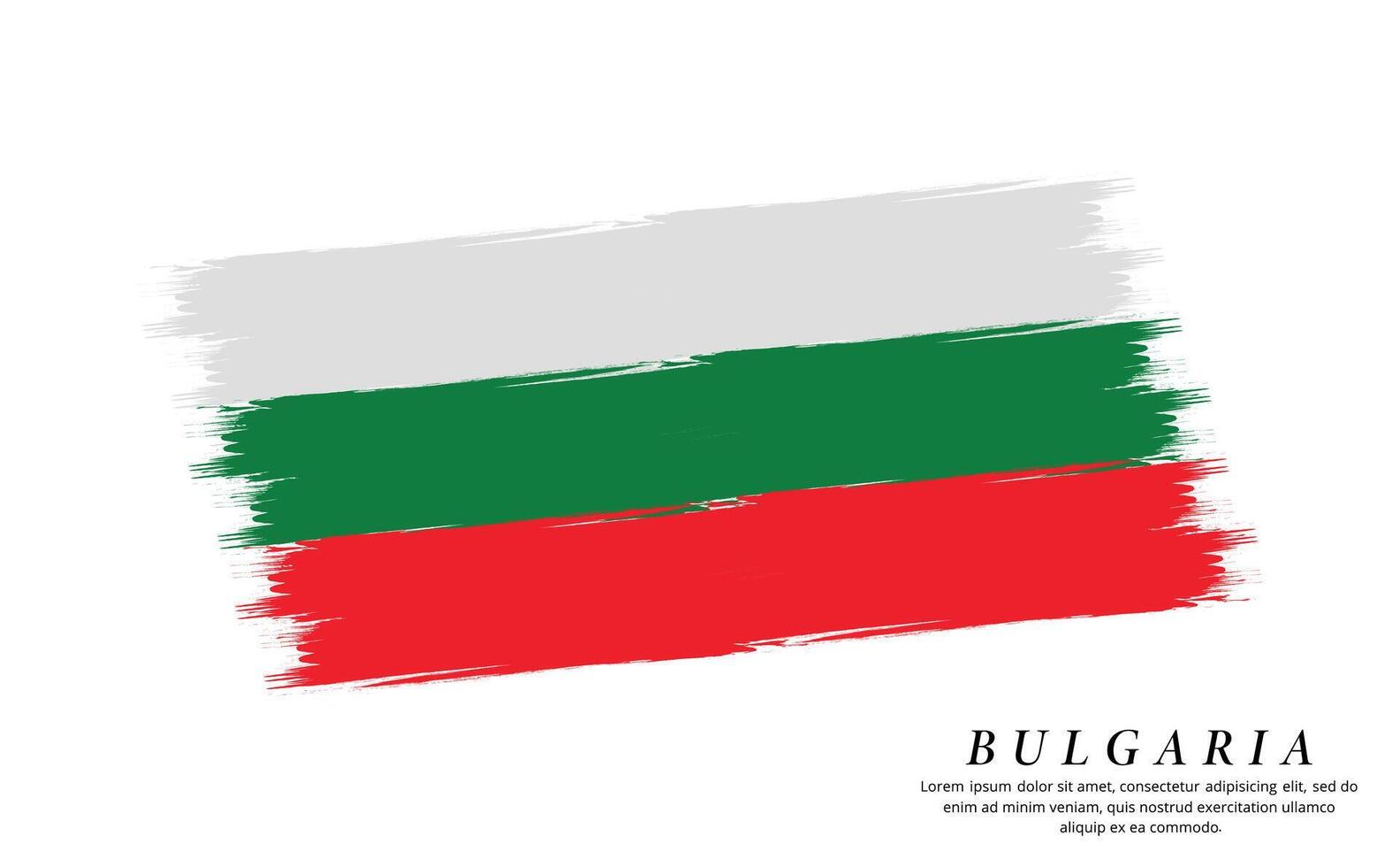 Bulgarien Flagge Bürste Vektor Hintergrund. Grunge Stil Land Flagge von Bulgarien Bürste Schlaganfall isoliert auf Weiß Hintergrund