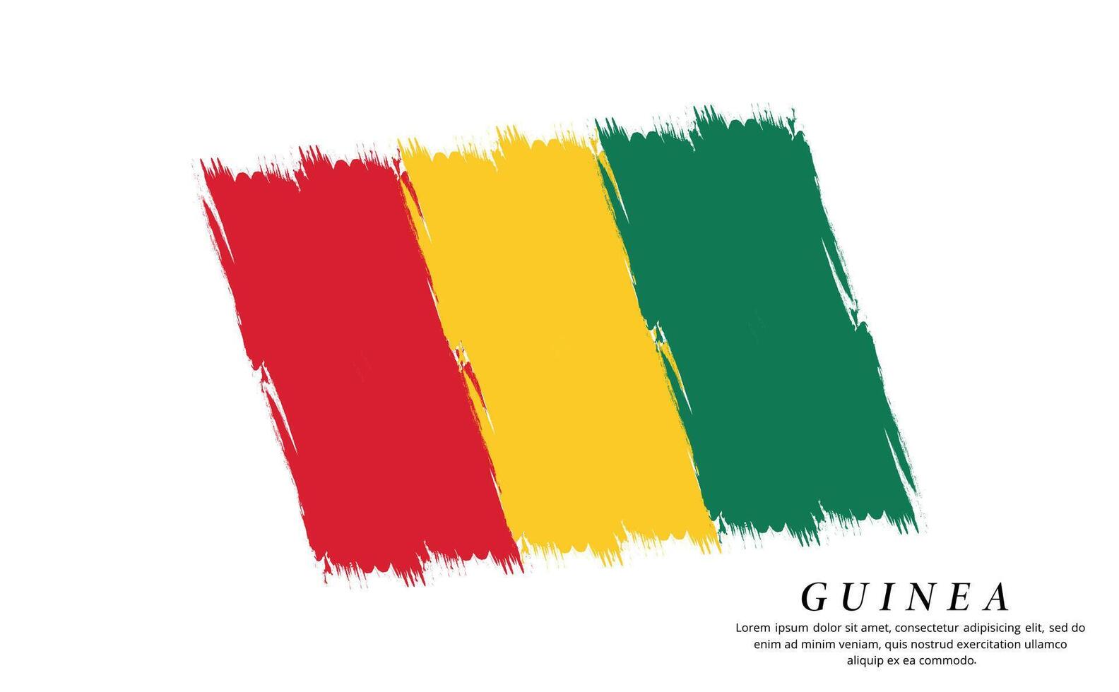 Guinea Flagge Bürste Vektor Hintergrund. Grunge Stil Land Flagge von Guinea Bürste Schlaganfall isoliert auf Weiß Hintergrund