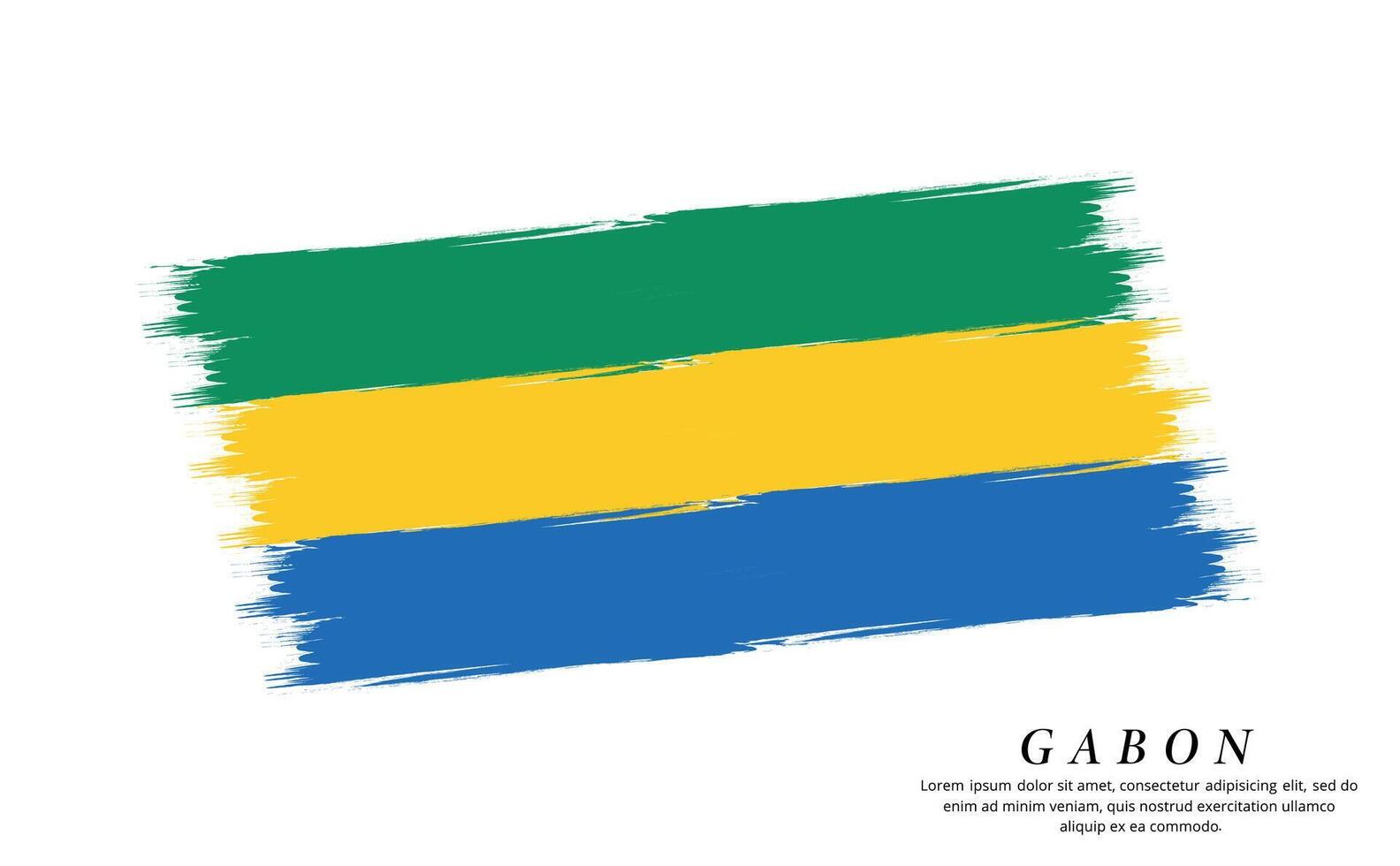 gabon Flagge Bürste Vektor Hintergrund. Grunge Stil Land Flagge von gabon Bürste Schlaganfall isoliert auf Weiß Hintergrund