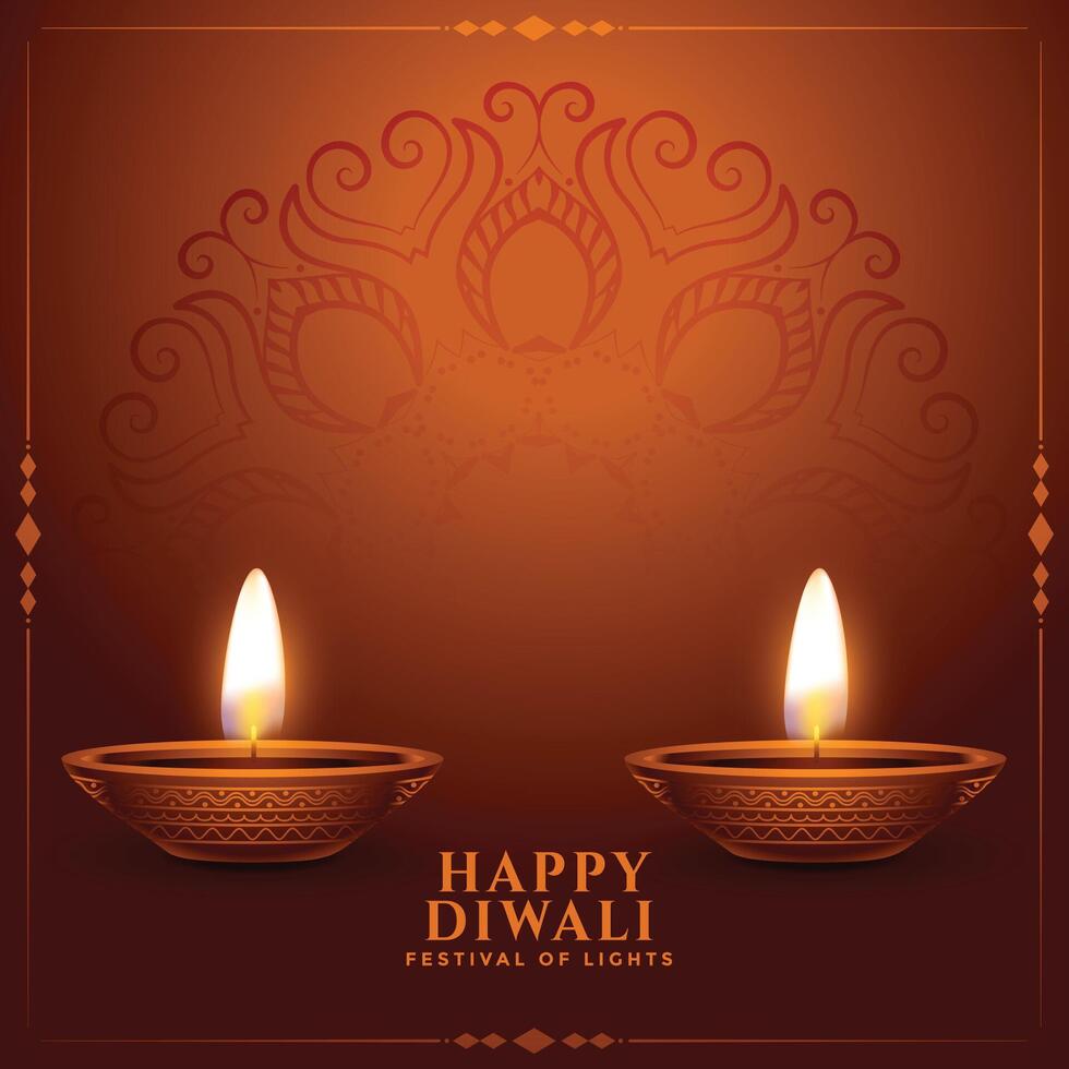 realistisch glücklich Diwali Hintergrund mit Diya Dekoration vektor