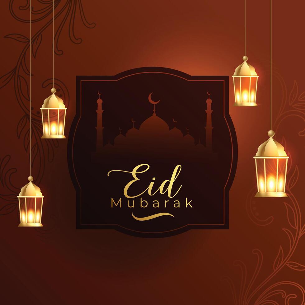 eleganta eid mubarak kulturell bakgrund för festlig design vektor