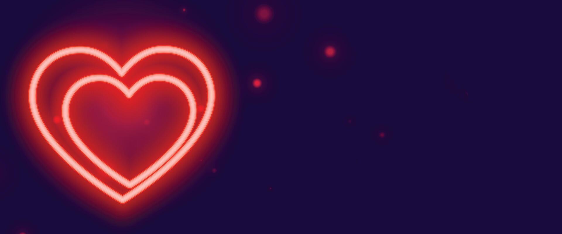 glühend rot Neon- Paar Herzen Banner mit Text Raum vektor