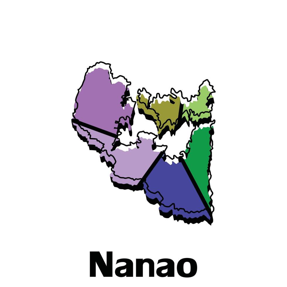 Karta av nanao stad - japan Karta och infographic av provinser, politisk Kartor av Japan, område av japan för din företag vektor