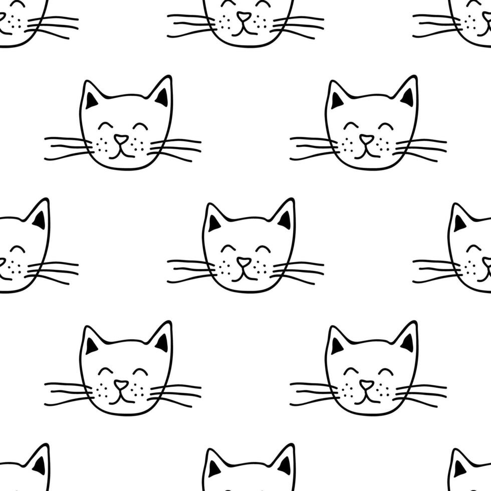 nahtlos Muster mit Katze Schnauze Gekritzel zum dekorativ drucken, Verpackung Papier, Gruß Karten, Hintergrund und Stoff vektor