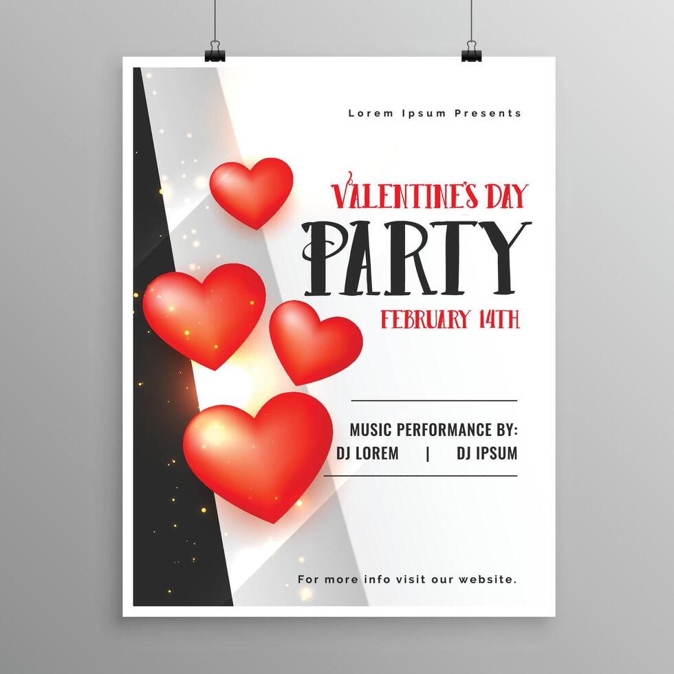 glücklich Valentinsgrüße Tag Flyer Design Party Vorlage vektor