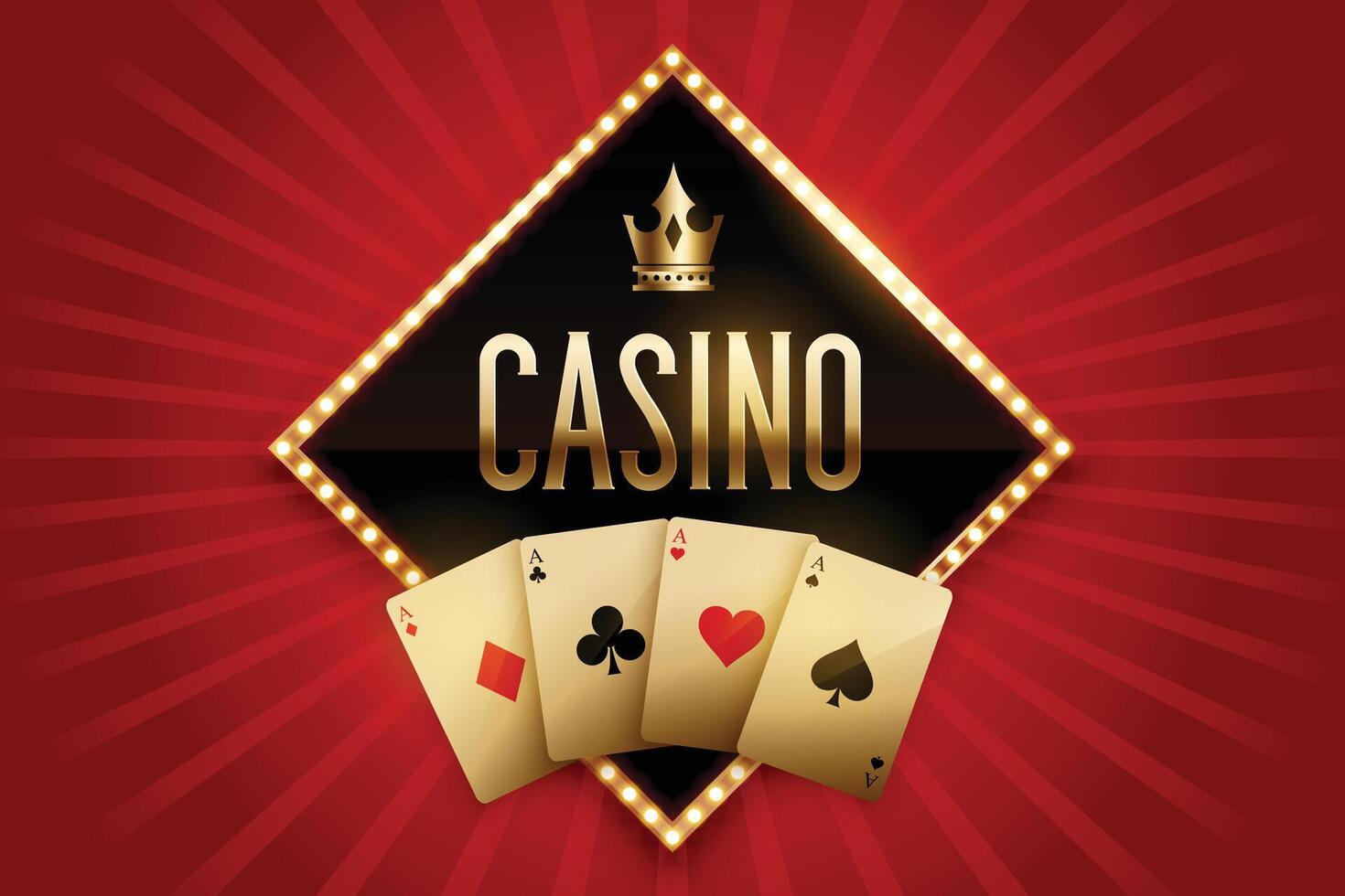 Kasino Banner mit golden Karten und Krone vektor
