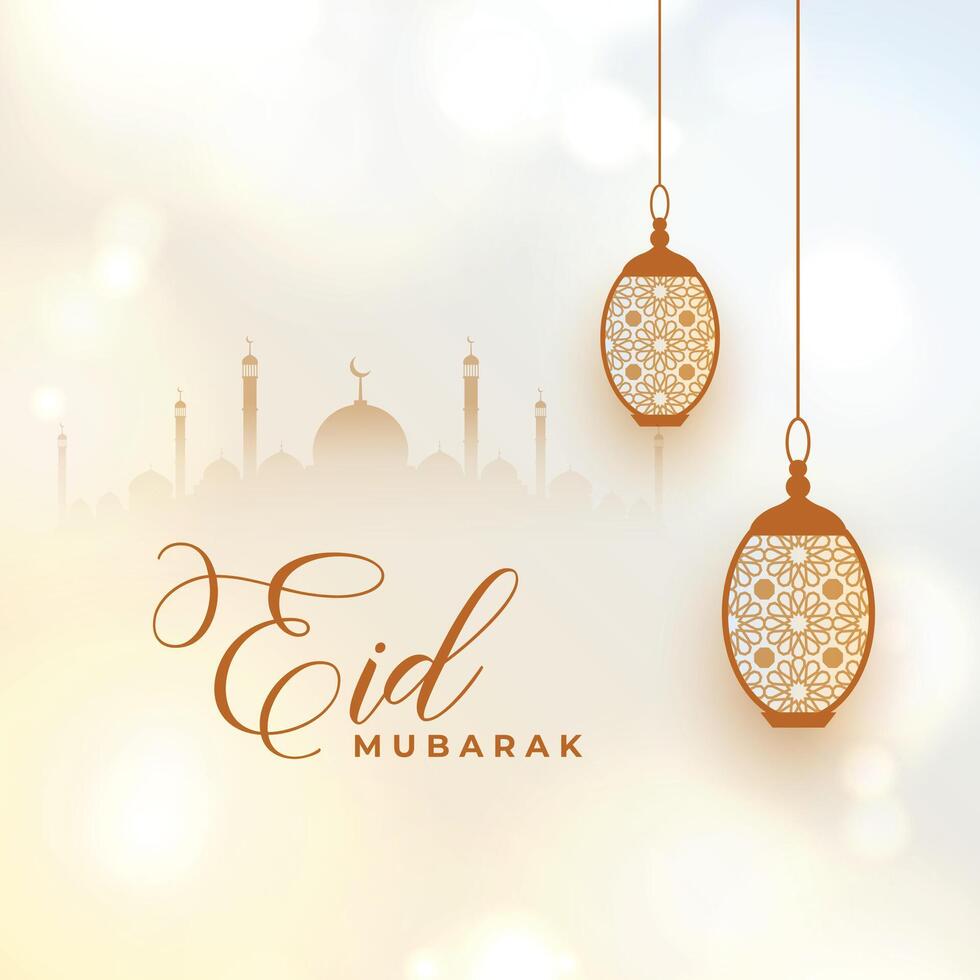 traditionell eid Mubarak islamisch Hintergrund mit Laterne Design vektor