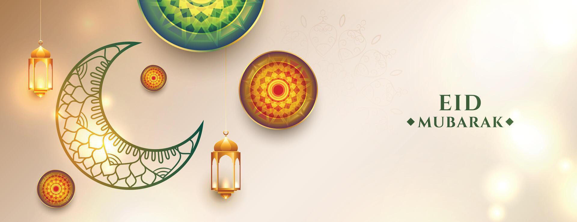 künstlerisch eid Mubarak Festival Banner Design mit dekorativ Mond vektor